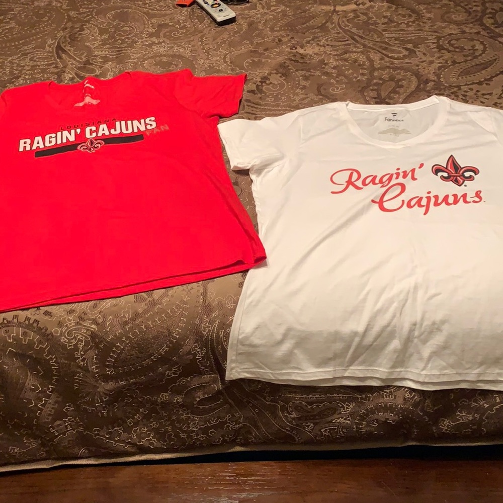 Two Ragin Cajuns Women fit Tees